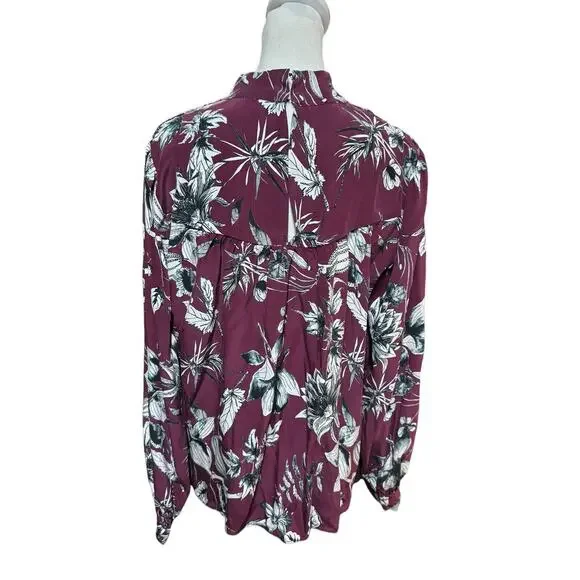 Parker Womens Hamlet Mock Neck Bouquet Floral Print 100% Silk Blouse, Sz Medium - Picture 5 of 10